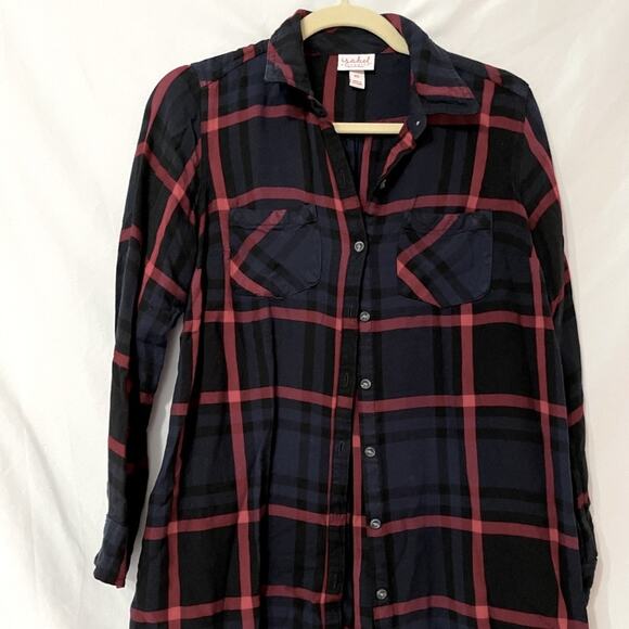 Isabel Maternity Blue Red Plaid Button Down Shirt Womens XS Fall Flannel Casual - Picture 1 of 7